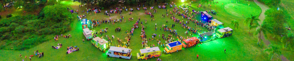 Large Group Catering Food Trucks lined up ready to serve for catering